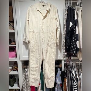 Cream Button-Up Jumpsuit